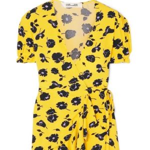 ISO Diane Von Furstenberg Emilia Yellow Wrap Dress